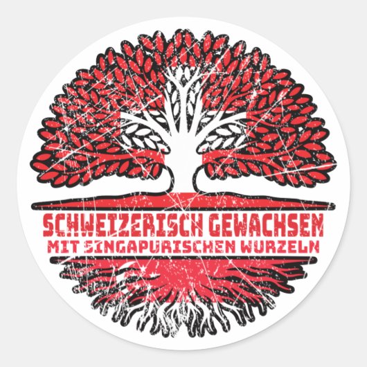 Singapur Singapurisch Schweizer Schweiz Baum Runder Aufkleber (Vorderseite)