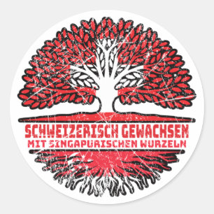 Singapur Singapurisch Schweizer Schweiz Baum Runder Aufkleber