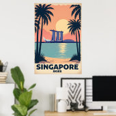 Singapur Skies Retro Travel Poster (Heimbüro)