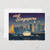 SINGAPUR SKYLINE ART VINTAG POSTKARTE (Vorne/Hinten)