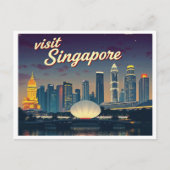 SINGAPUR SKYLINE ART VINTAG POSTKARTE (Vorderseite)