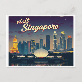 SINGAPUR SKYLINE ART VINTAG POSTKARTE