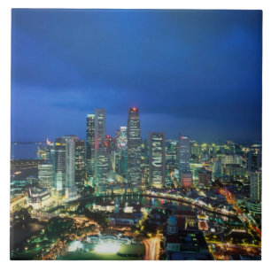 Singapur Skyline bei Nacht, Singapur Fliese