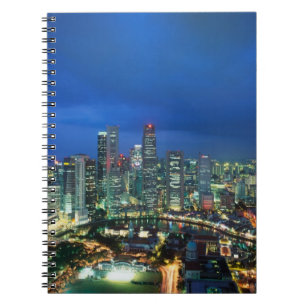 Singapur Skyline bei Nacht, Singapur Notizblock