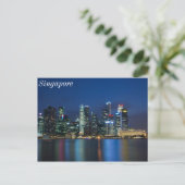 Singapur Skyline Blue Nights Postkarte (Stehend Vorderseite)