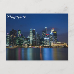 Singapur Skyline Blue Nights Postkarte