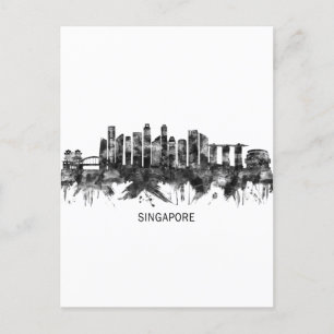 Singapur Skyline BW Feiertagspostkarte