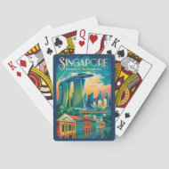 Singapur Skyline Illustration Reise Kunst Vintage Spielkarten