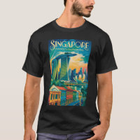 Singapur Skyline Illustration Reise Kunst Vintage
