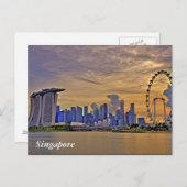 Singapur Skyline im Sonnenuntergang Postkarte (Vorne/Hinten)