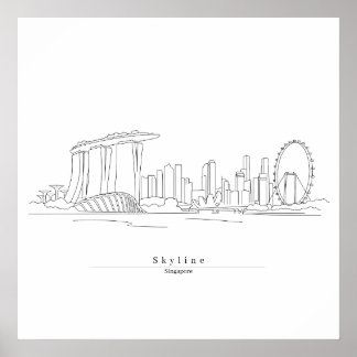 Singapur-Skyline Minimalistische Linienkunst | Sta Poster