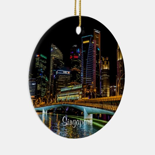 Singapur Skyline, mit dem Label Keramik Ornament (Rechts)