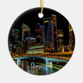 Singapur Skyline, mit dem Label Keramik Ornament (Vorne)