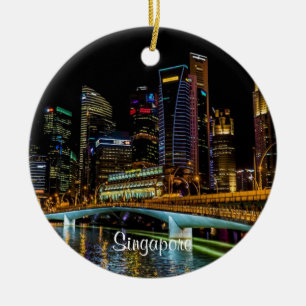 Singapur Skyline, mit dem Label Keramik Ornament