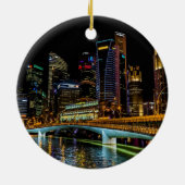 Singapur Skyline, mit dem Label Keramik Ornament (Hinten)
