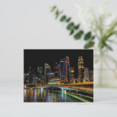 Singapur Skyline, Nachtlicht Postkarte (Stehend Vorderseite)