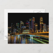 Singapur Skyline, Nachtlicht Postkarte (Vorne/Hinten)