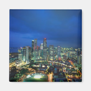 Singapur Skyline nachts, Singapur Magnet