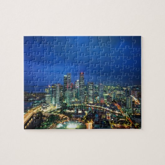 Singapur Skyline nachts, Singapur Puzzle (Horizontal)