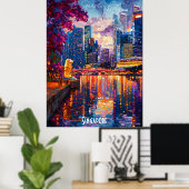 Singapur Skyline Poster Futuristic Asian City Art (Heimbüro)