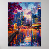 Singapur Skyline Poster Futuristic Asian City Art (Vorne)