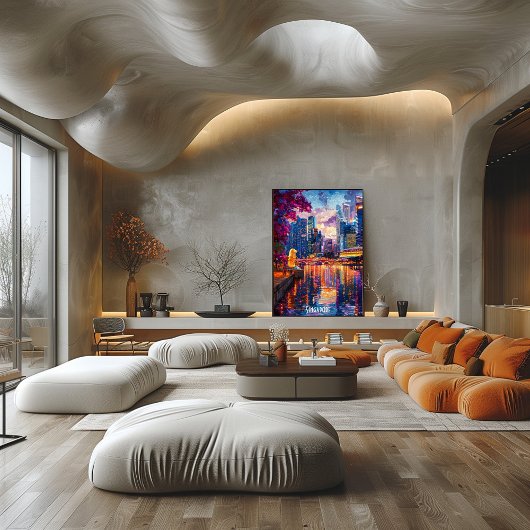 Singapur Skyline Poster Futuristic Asian City Art