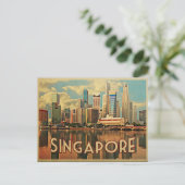 Singapur Skyline Postkarte (Stehend Vorderseite)
