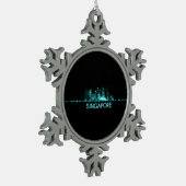 Singapur-Skyline Schneeflocken Zinn-Ornament (Links)