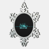 Singapur-Skyline Schneeflocken Zinn-Ornament (Rechts)