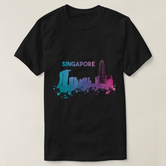 Singapur Skyline Watercolor Asia Souvenir P T-Shirt (Design vorne)