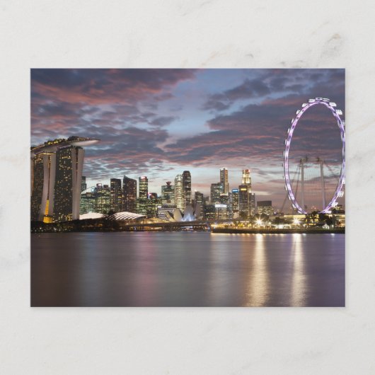 Singapur Stadt bei Sonnenuntergang Postkarte (Vorderseite)