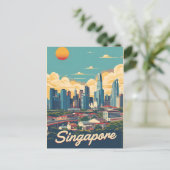 Singapur Stadt Retro-Silhouette Postkarte (Stehend Vorderseite)