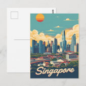 Singapur Stadt Retro-Silhouette Postkarte (Vorne/Hinten)