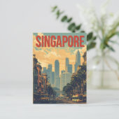 Singapur Stadt Retro-Silhouette Postkarte (Stehend Vorderseite)