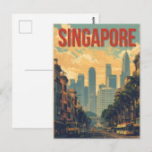 Singapur Stadt Retro-Silhouette Postkarte (Vorne/Hinten)
