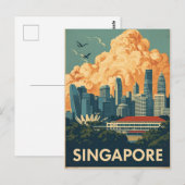 Singapur Stadt Retro-Silhouette Postkarte (Vorne/Hinten)