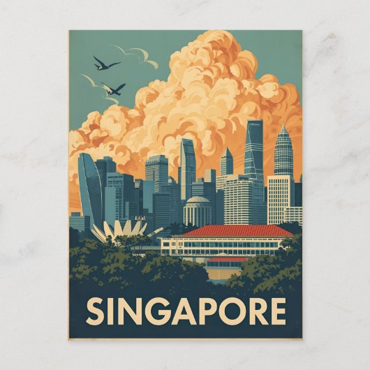 Singapur Stadt Retro-Silhouette Postkarte (Vorderseite)