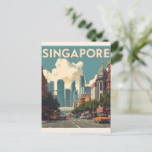 Singapur Stadt Retro-Skyline Postkarte (Stehend Vorderseite)
