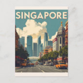 Singapur Stadt Retro-Skyline Postkarte (Vorderseite)