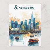 Singapur Stadt Retro Skyline Postkarten (Vorderseite)
