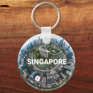 Singapur Stadt Retro-Skyline Schlüsselanhänger