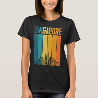 Singapur Stadt Retro Vintage Sonnenuntergang Skyli T-Shirt