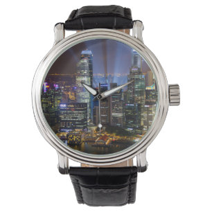 Singapur Stadtzentrum bei Nacht Armbanduhr