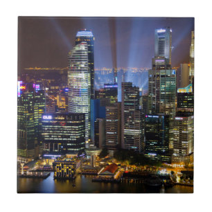 Singapur Stadtzentrum bei Nacht Fliese