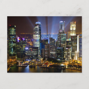 Singapur Stadtzentrum bei Nacht Postkarte