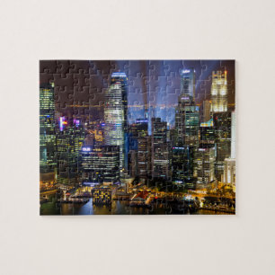 Singapur Stadtzentrum bei Nacht Puzzle
