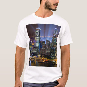 Singapur Stadtzentrum bei Nacht T-Shirt