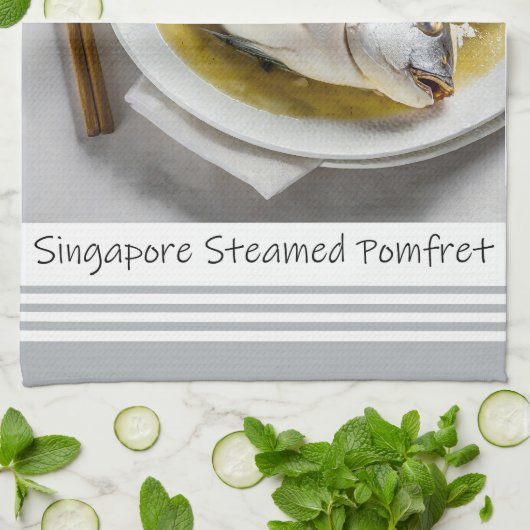 Singapur Steamed Pomfret Kitchen Handtuch (Gefaltet)