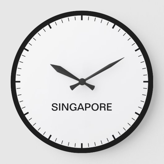 Singapur Time Zone Newsroom Style Clock Große Wanduhr (Vorderseite)