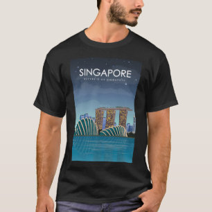 Singapur Travel Poster zur Nacht T-Shirt